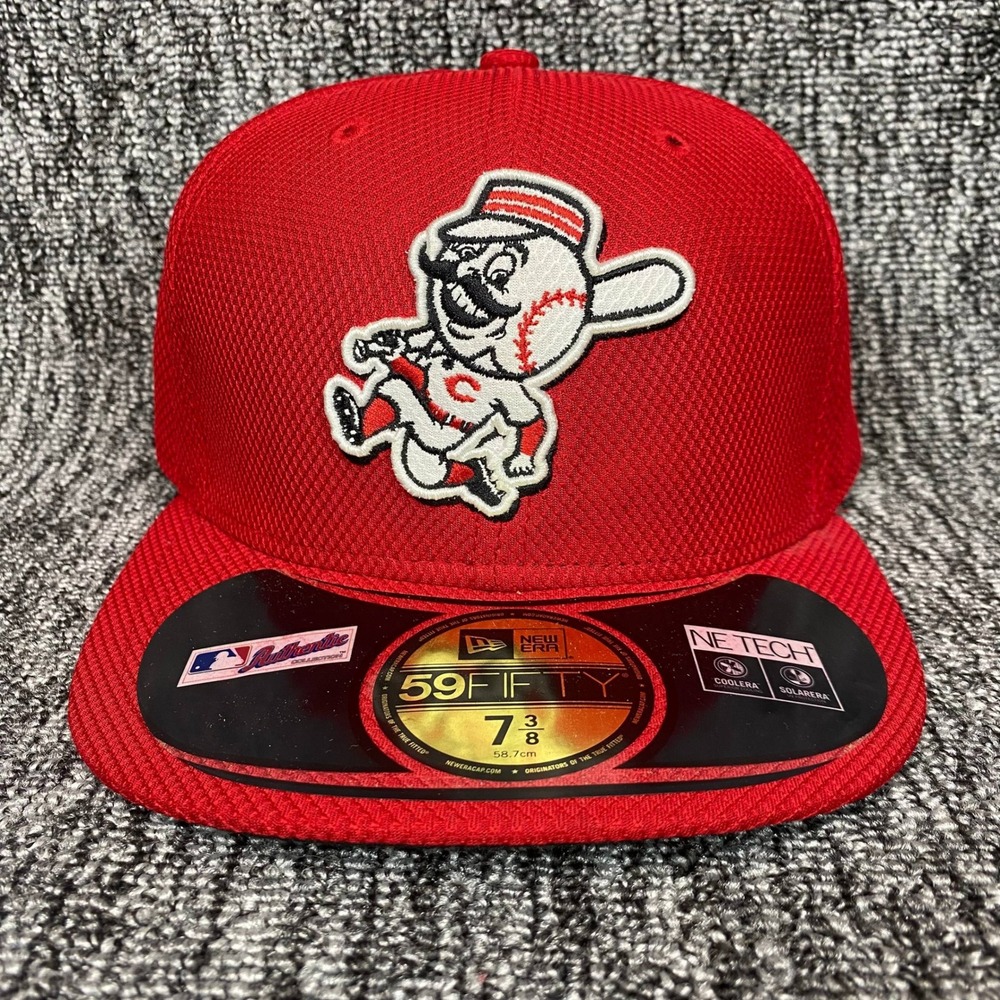 VTG New Era 59FIFTY Cincinnati Reds Mr Redlegs Fitted Hat Size 7 3/8 Red MLB Cap